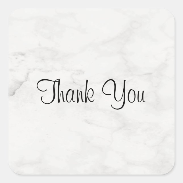 Vielen Dank Hand Text Template Marble Elegant Quadratischer Aufkleber (Vorderseite)