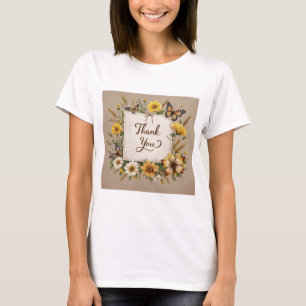 Vielen Dank Handgezeichnete Wildblumen, Weizenhalm T-Shirt