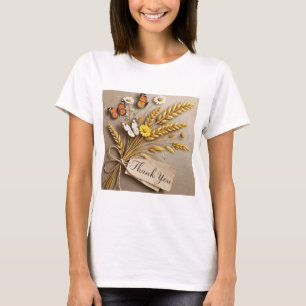 Vielen Dank Handgezeichnete Wildblumen, Weizenhalm T-Shirt