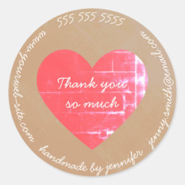 Vielen Dank Handmade by Heart Website EMail Phone Runder Aufkleber