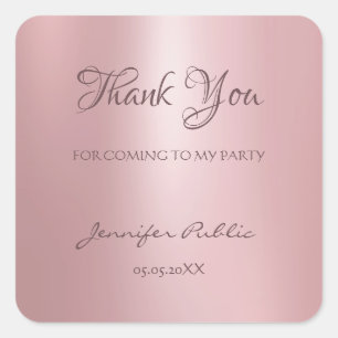 Vielen Dank Handschrift Text Rose Gold Vorlage Quadratischer Aufkleber