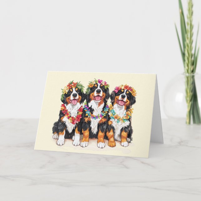 Vielen Dank Hawaiian Bernese Mountain Hunde Dankeskarte (Vorderseite)