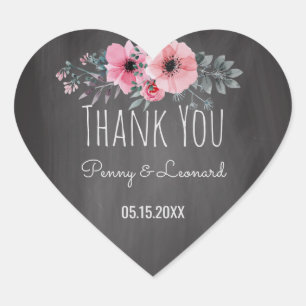 Vielen Dank, Herr Floral   GASTGESCHENK HOCHZEIT Herz-Aufkleber