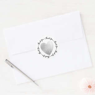 Vielen Dank ・ Herz-Briefmarke Imitate Silberfolie Runder Aufkleber