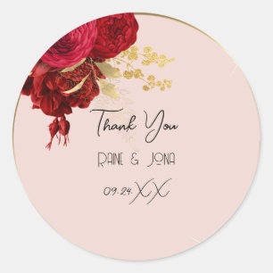 Vielen Dank Herzbridal Sweet16th Gold Wreath Rose Runder Aufkleber