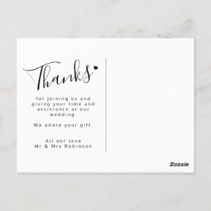 Vielen Dank Herzensskript Schwarz-weiße Hochzeit Postkarte