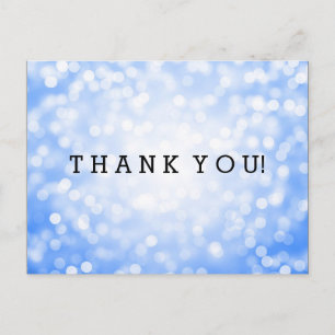 Vielen Dank Hinweis Blue Glitzer Lights Postkarte