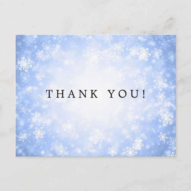 Vielen Dank Hinweis Blue Winter Wonderland Postkarte (Vorderseite)