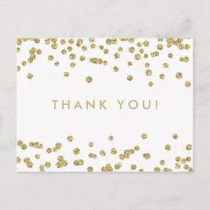 Vielen Dank Hinweis Gold Imitats Glitzer Confetti Postkarte