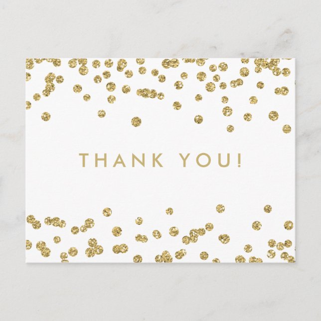 Vielen Dank Hinweis Gold Imitats Glitzer Confetti  Postkarte (Vorderseite)