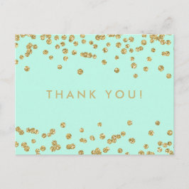 Vielen Dank Hinweis Gold Imitats Glitzer Confetti  Postkarte