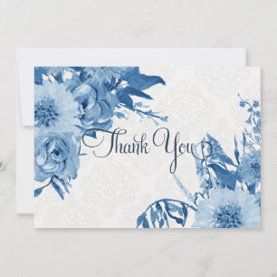 Vielen Dank Hinweis Navy Blue n White Floral Water Dankeskarte