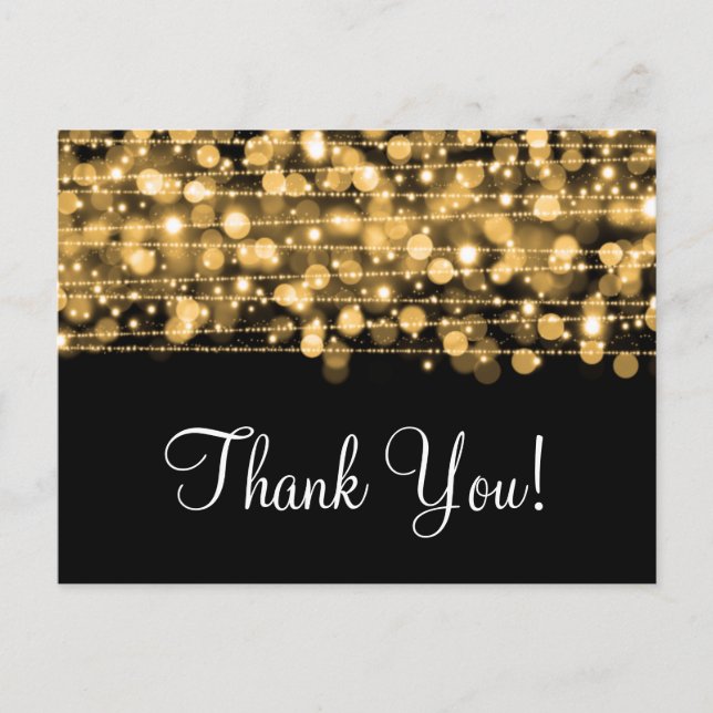 Vielen Dank Hinweis Party Glitzern Gold Postkarte (Vorderseite)