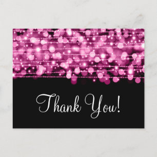 Vielen Dank Hinweis Party Glitzern Pink Postkarte