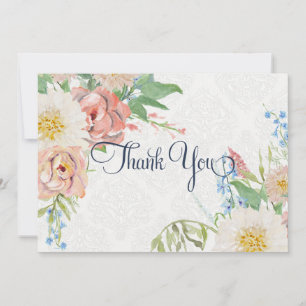 Vielen Dank Hinweis Pastel Pink Boho Floral n Foli Dankeskarte