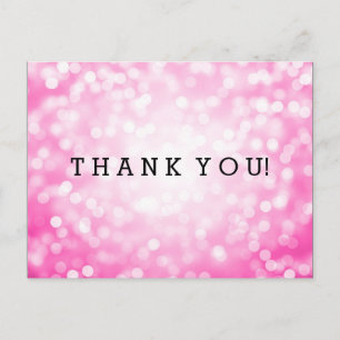 Vielen Dank Hinweis Rosa Glitzer Lights Postkarte