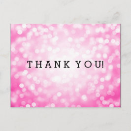Vielen Dank Hinweis Rosa Glitzer Lights Postkarte