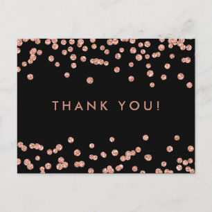 Vielen Dank Hinweis Rose Gold Glitzer Confetti Bla Postkarte