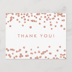 Vielen Dank Hinweis Rose Gold Glitzer Confetti Whi Postkarte