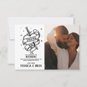 Vielen Dank Hochzeit Traditionelles Tattoo Heart F Dankeskarte