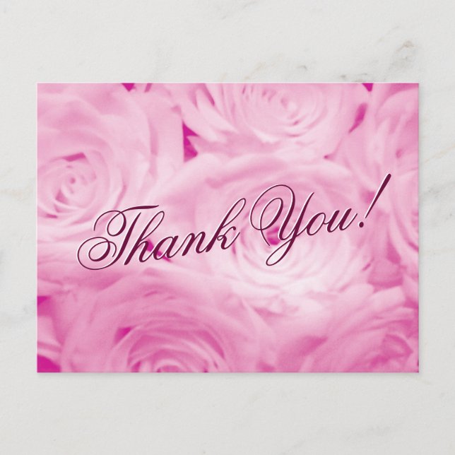 Vielen Dank Hochzeitskarten mit rosa rosa Blume Postkarte (Vorderseite)