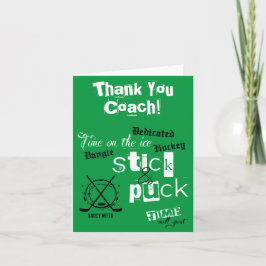 Vielen Dank, Hockey Coach Stick und Puck Time Gree Dankeskarte