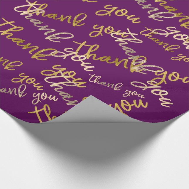 Vielen Dank Holograph Script Mermaid Gold Plum Geschenkpapier (Ecke)