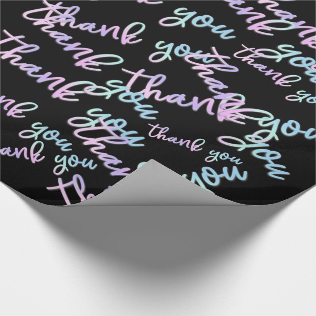 Vielen Dank Holograph Script Mermaid Pink Black Geschenkpapier (Ecke)