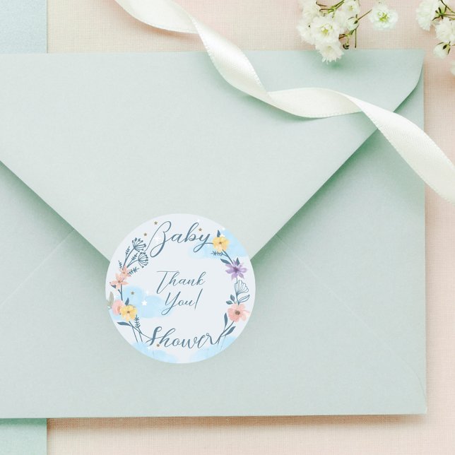 Vielen Dank Hot Air Ballon Teddy Bär Blue Runder Aufkleber (Thank You Hot Air Balloon Teddy Bear Blue Classic Round Sticker)