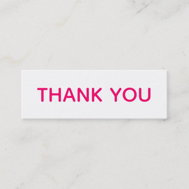 Vielen Dank, Hot Pink White Dankbarkeit Typografie Mini Visitenkarte (Vorderseite)