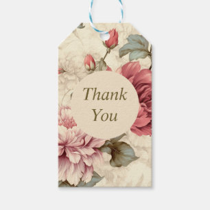 Vielen Dank hübsch rosa Aquarellfarben Blume Elega Geschenkanhänger