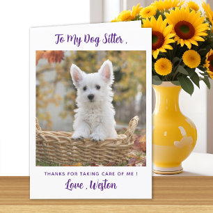 Vielen Dank Hund Sitter - Lila - Pet Foto Niedlich Dankeskarte