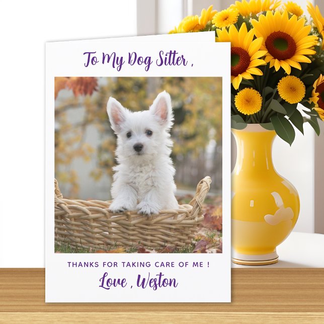 Vielen Dank Hund Sitter - Lila - Pet Foto Niedlich Dankeskarte (Von Creator hochgeladen)