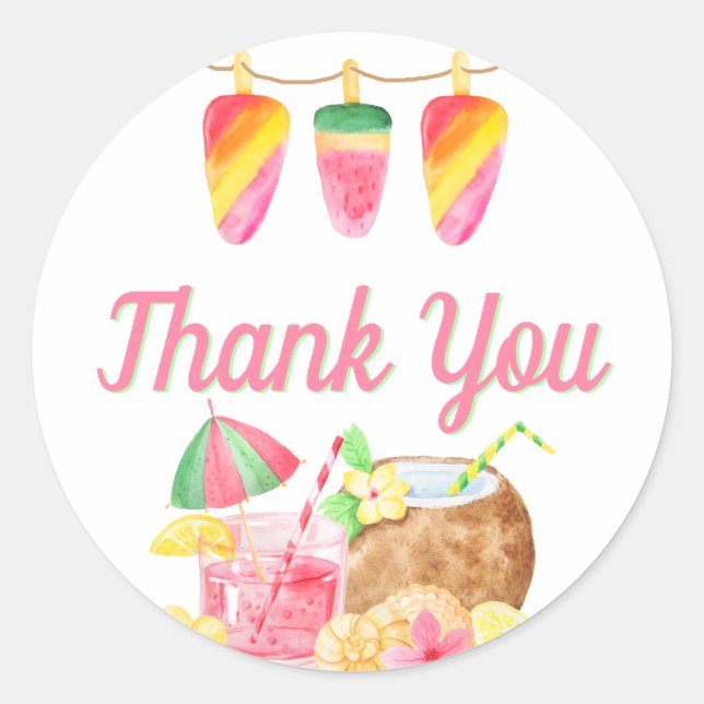 Vielen Dank Ice Lolly Bunting Hawaiian Theme Party Runder Aufkleber (Vorderseite)