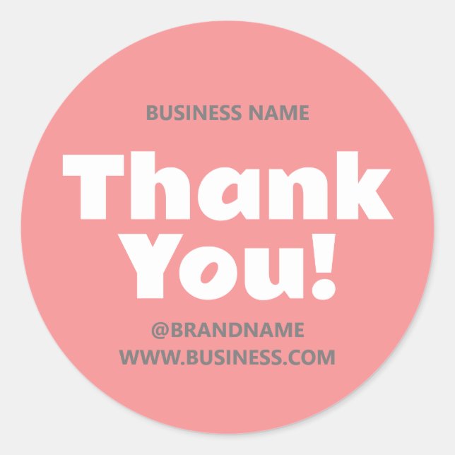 Vielen Dank Ihr Unternehmen Name Website Pink Gray Runder Aufkleber (Vorderseite)