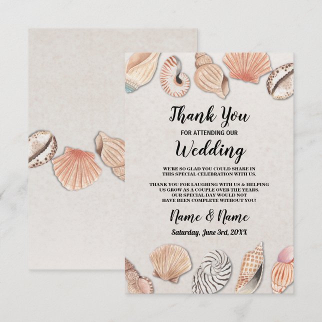 Vielen Dank Ihre Card Muscheln Ocean Beach Wedding Einladung (Vorne/Hinten)