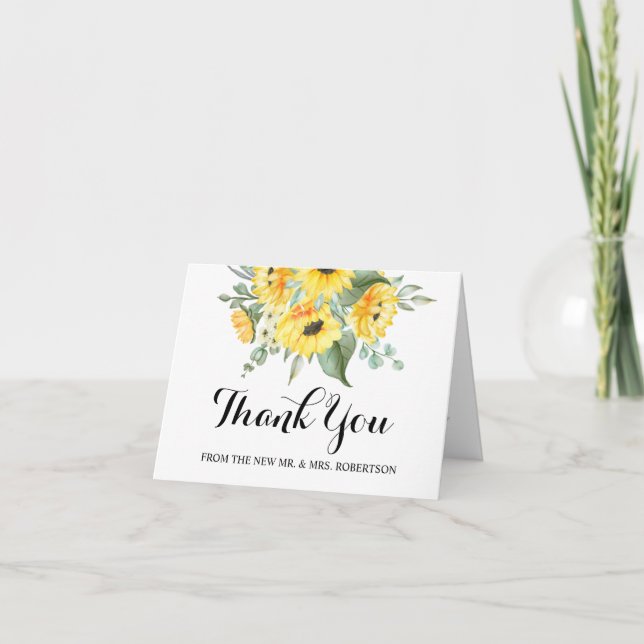 Vielen Dank Ihre Karte Sonnenblumen Grüne Wedding  (Vorderseite)