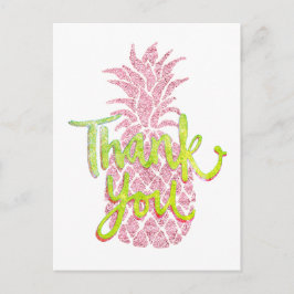 Vielen Dank Imitate rosa Glitzer Ananas Grafik Postkarte