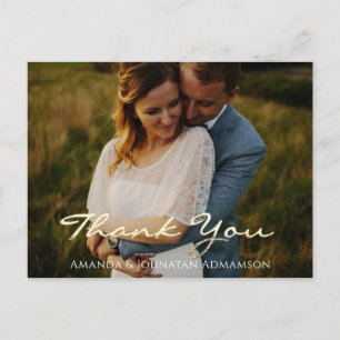 Vielen Dank in der Liebe Hochzeit Foto Golden Scri Postkarte