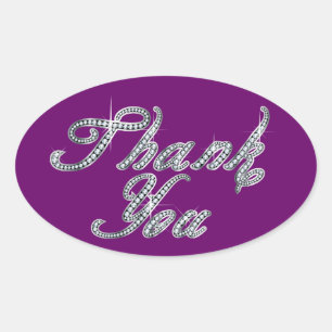 Vielen Dank in Imitate-Diamond-Bling-Script Ovaler Aufkleber