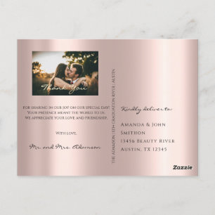 Vielen Dank in Liebe Hochzeit Foto Gold Gray Rose Postkarte