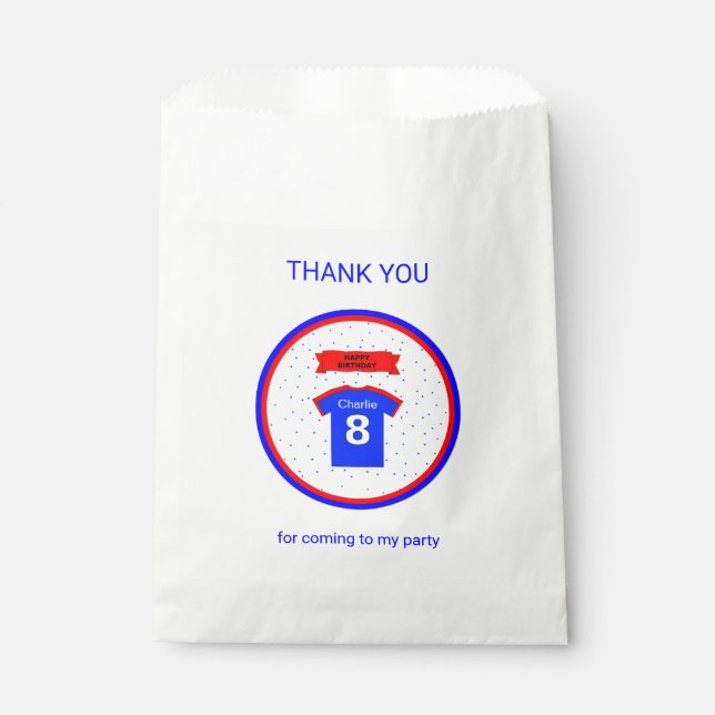 Vielen Dank, individuelle Name 8. Geburtstag Geschenktütchen (Vorderseite)