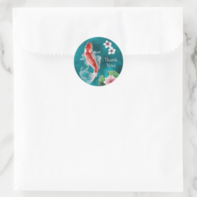 Vielen Dank, Japanisch Koi Fish, Kirschblüten Japa Runder Aufkleber (Tasche)