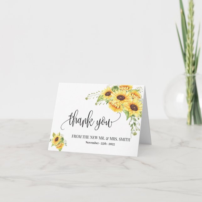 Vielen Dank Karte Land Sonnenblumen Hochzeit gefal (Vorderseite)