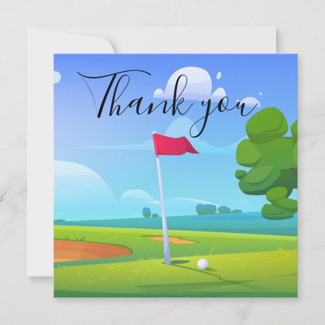 Vielen Dank Karte mit Golf Fahne und Ball (Vorderseite)