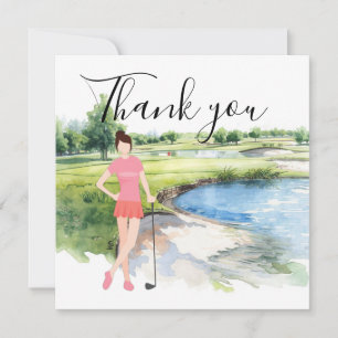 Vielen Dank Karte mit Lady Frau Golfer