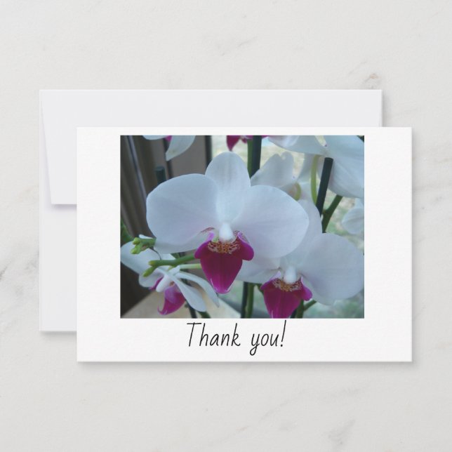 Vielen Dank Karte mit lila Orchideen (Vorderseite)