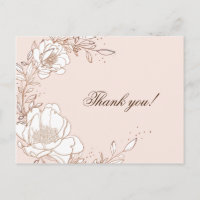 Vielen Dank Karte Peony Rose Gold Prägung