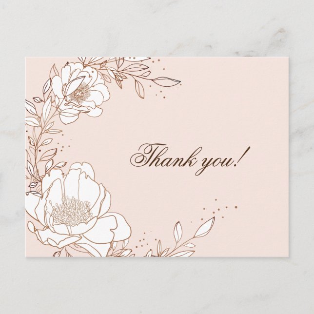 Vielen Dank Karte Peony Rose Gold Prägung (Vorderseite)