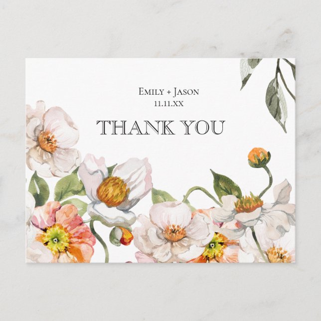 Vielen Dank Karte Postcard florale botanische Hoch (Vorderseite)